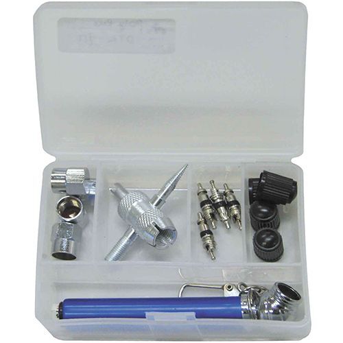 Tyre Tube Repair Kit for Bikes 15pc Valves Caps Valve Removal Tool Air Gauge