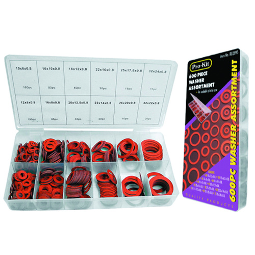 Prokit RG2895 Rubber & Fibre Washer Assortment - 600 Piece Metric Set in Case