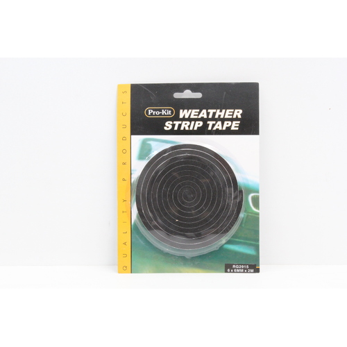 PROKIT RG2915 WEATHERSTRIP FOAM TAPE BLACK 6mm WIDE 6mm THICK 2 METRE ROLL