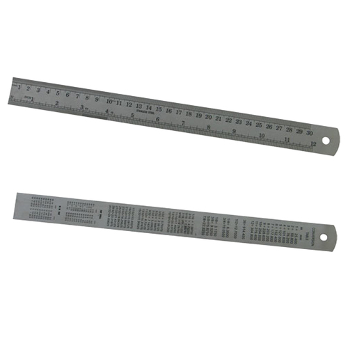 Stainless Steel Ruler 30cm or 12″ - Metric / Imperial with Conversion Chart