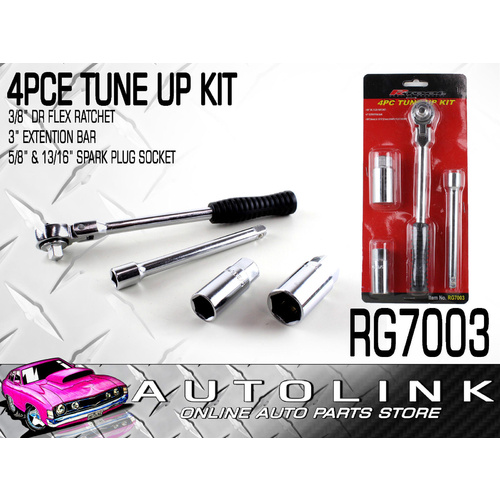 4 PIECE TUNE UP KIT - 3/8" RATCHET EXT BAR 5/8" 13/16" SPARK PLUG SOCKETS