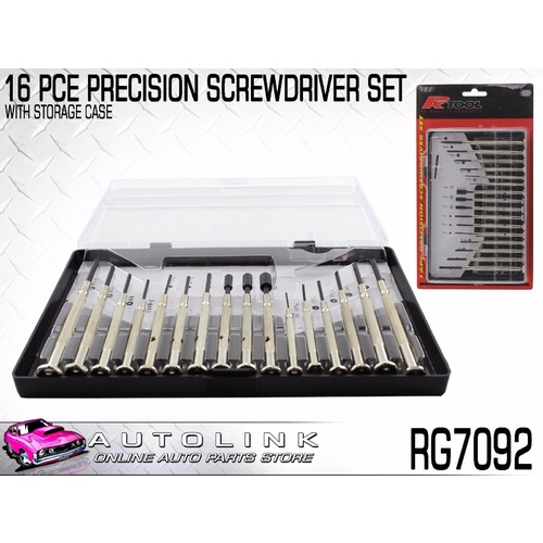 PK TOOL 16PCE PRECISION SCREWDRIVER SET WITH CLEAR LID CARRY CASE - RG7092