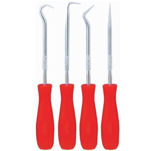 PK TOOL 4 PIECE PICK & HOOK SET - CHROME PLATED WITH FINE TIPS RG7303