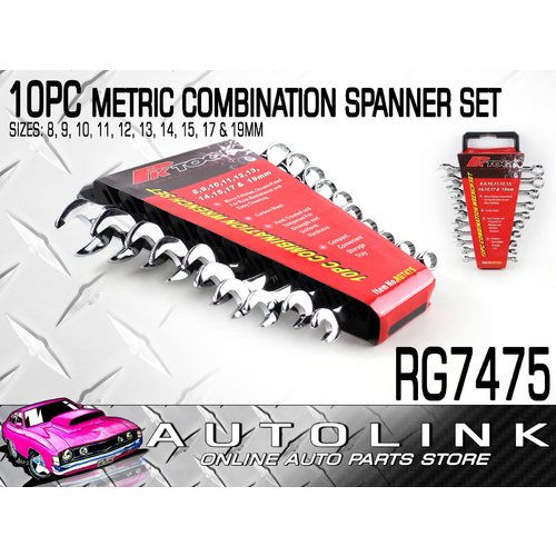 PK TOOLS 10 PIECE METRIC COMBINATION SPANNER SET 8 TO 19mm RG7475