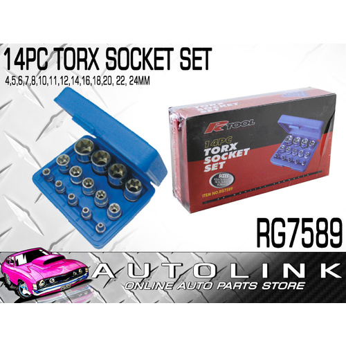 PK TOOL RG7589 TORX SECURITY SOCKET SET 14 PIECE SIZES 4 - 24mm