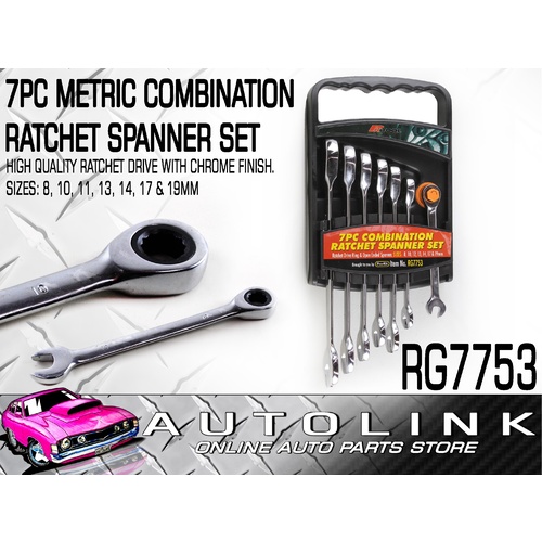 PK TOOL METRIC RATCHET SPANNER COMBINATION SET 7 PIECE 8 TO 19mm RG7753 