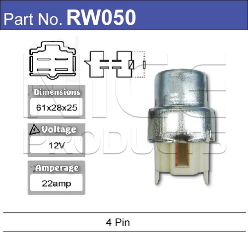Nice RW050 Relay 4 Pin 22 Amp 12 Volt