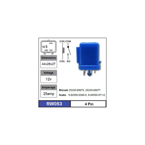 Nice RW053 Relay 4 Pin 25 Amp 12 Volt for Nissan & Isuzu Models