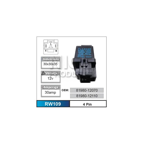 Nice RW109 Relay 3 Pin 12 Volt 30 Amp for Toyota Models 81980-12070 81980-12110