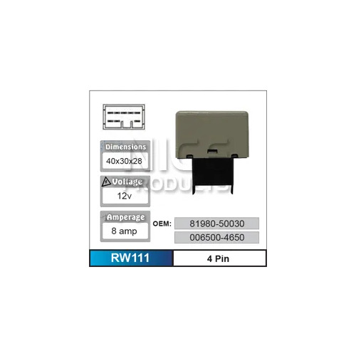 Nice RW111 Relay 8 Pin 12 Volt 8 Amp for Toyota Models 81980- 006500-4650