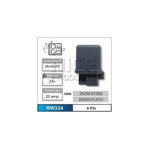 Nice RW324 Relay 4 Pin 24 Volt 20 Amp 25230-01500 25230-01JOO