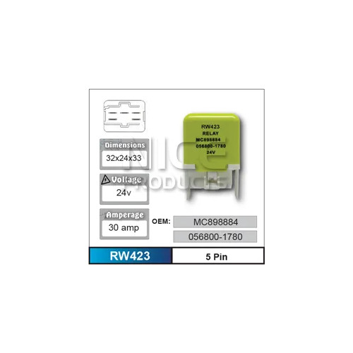 Nice RW423 Relay 5 Pin 24 Volt 30 Amp MC898884 056800-1780