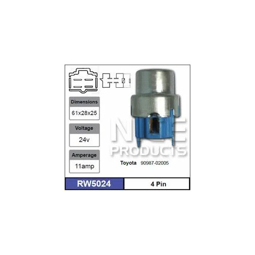Nice RW5024 Relay 4 Pin 24 Volt 11 Amp for Toyota Models 90987-02005