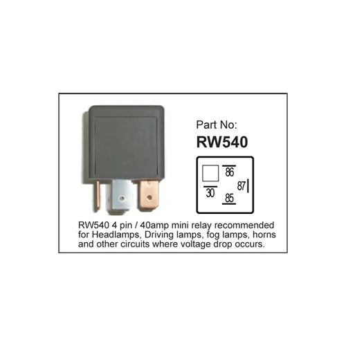 Nice RW540 Relay 4 Pin 12 Volt 40 Amp for Head Driving Lamps Horn Voltage Drop