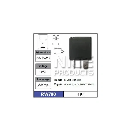 Nice RW790 Relay 12V 4 Pin 20A for Honda Toyota Models 39794-S04-003 90987-02012