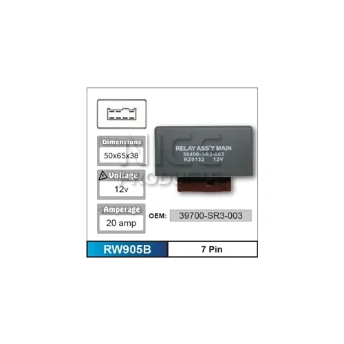 Nice RW905B Relay 12V 7 Pin 20 Amp 39700-SR3-003
