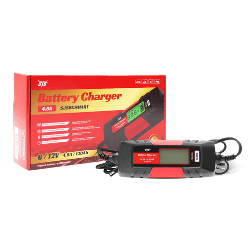 SJS SJSBCSMART Battery Charger 6 & 12 Volt 4.5 Amp / 120AH