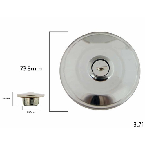 CPC LOCKING FUEL CAP CHROME FOR FORD FAIRLANE ZF ZG 1972 - 1974 SL71