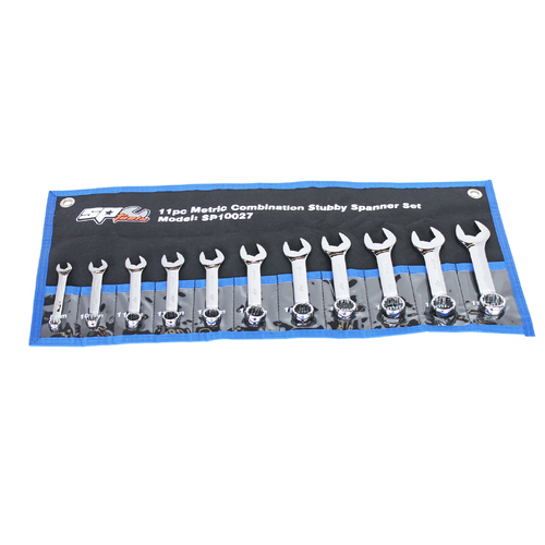 SP Tools SP10027 11PC Metric Combination Stubby Spanner Set With Case