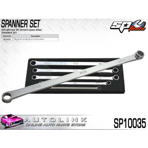SP TOOLS 5PC METRIC 0° OFFSET LONG RING SPANNER SET ( SP10035 )