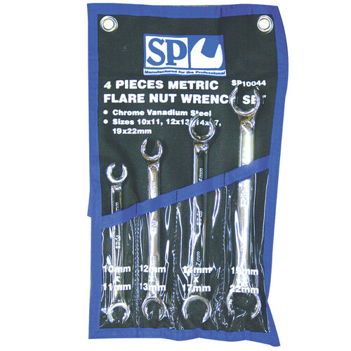 SP TOOLS 4PC METRIC FLARE NUT SPANNER SET WITH CARRY POUCH SP10044