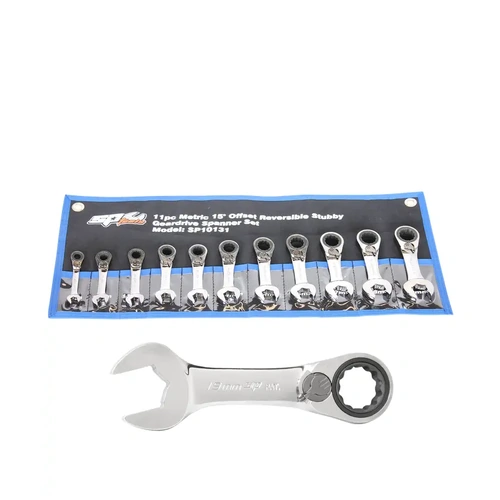 SP Tools SP10131 Gear Drive Spanner Set - Stubby - 15° Offset - Metric - 11pc