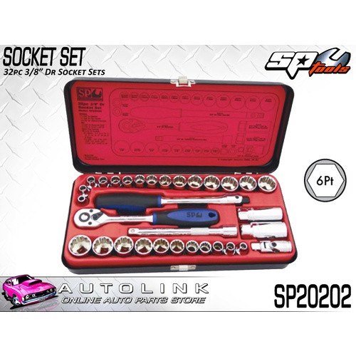 SP TOOLS SOCKET SET - 32PC 3/8"DR 6PT - METRIC/SAE CHROME VANADIUM ( SP20202 )
