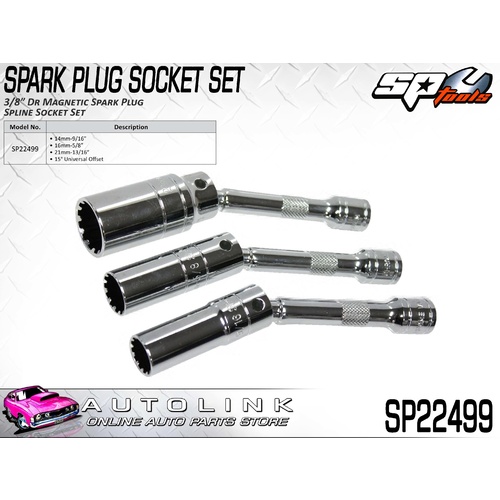SP TOOLS 3/8" DR MAGNETIC SPARK PLUG SPLINE SOCKET SET ( SP22499 )
