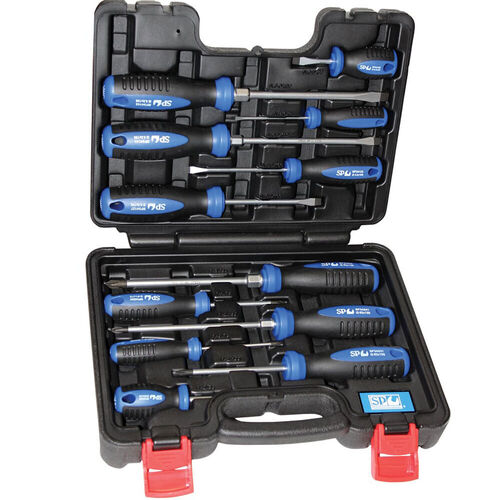 SP TOOLS SO34012 SCREWDRIVER SET - 12PC IN X-CASE 6 SLOTTED, 6 PHILIPS DRIVE