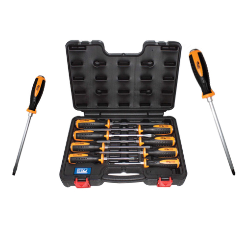 SP TOOLS 8PC GO THROUGH SCREWDRIVER SET WITH ERGO-GRIP HANDLES IN X-CASE SP34020