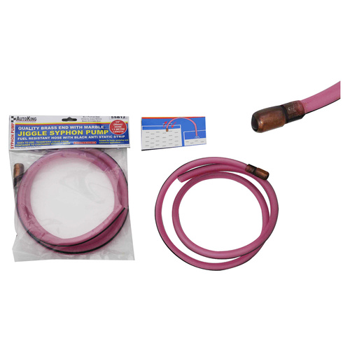 Jiggle 1/2″ Syphon Pump PVC Anti Static Strip Hose With Brass Petrol Resistant