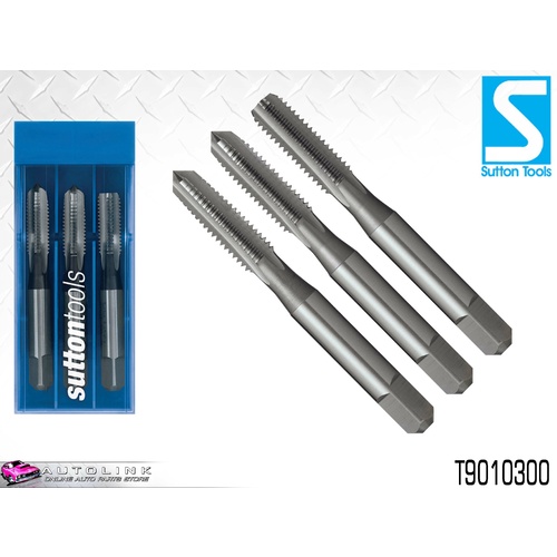 SUTTON HSS STRAIGHT FLUTE TAP SET M3 x 0.5 METRIC - 3 PIECE T9010300 