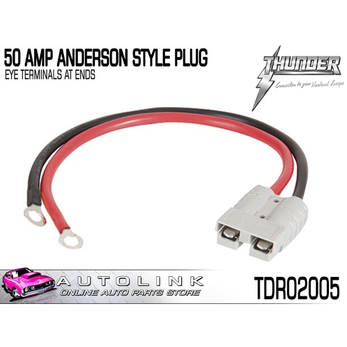THUNDER 50 AMP ANDERSON STYLE PLUGS - EYE TERMINALS AT END ( TDR02005 )
