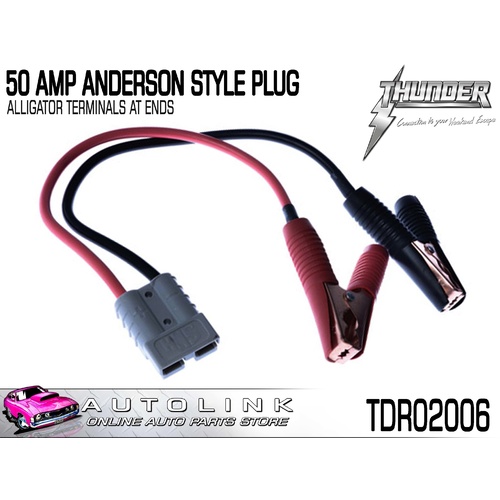 THUNDER TDR02006 50 AMP ANDERSON STYLE PLUG WITH ALLIGATOR CLAMP ENDS