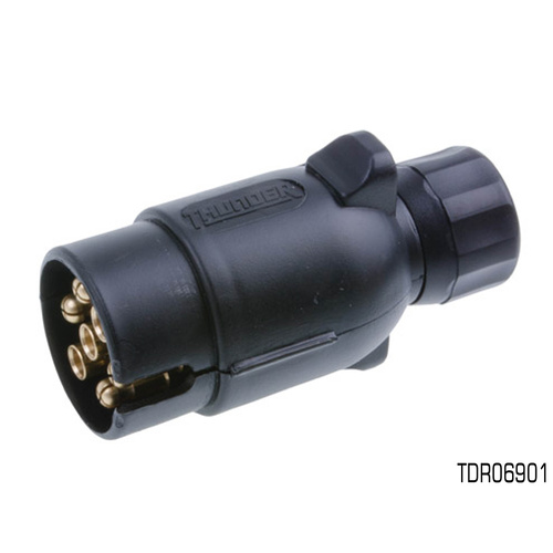 THUNDER 7 PIN ROUND LARGE PLASTIC TRAILER PLUG - TRAILER SIDE TDR06901 