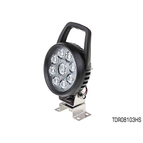 THUNDER MULTI VOLT ALLOY 9 LED ROUND WORK LIGHT WITH HANDLE & BRACKET TDR08103HS