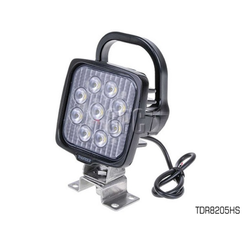 THUNDER MULTI VOLT ALLOY 9 LED SQUARE WORK LIGHT WITH HANDLE BRACKET TDR08205HS