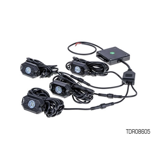 THUNDER LED ROCK LIGHT KIT WITH CONNECTOR - OFF ROAD LIGHTING SET OF 4 TDR08605 