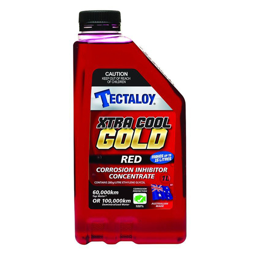 Tectaloy Gold TEXGR1L Red Coolant 1L Treats 15L Cooling System Radiator x2 