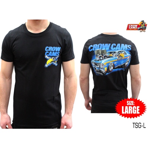 CROW CAMS BLACK T-SHIRT FORD XW GT ARTWORK ON BACK SIZE: LARGE TSG-L