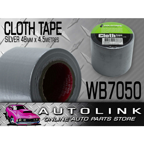CLOTH / RACE TAPE 48MM x 4.5 METRES ROLL SILVER 100 MILE / GAFFER TAPE WB7050