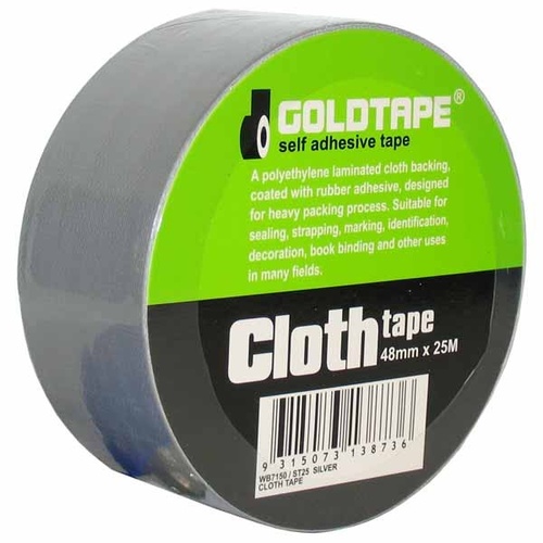 Cloth / Race Tape 48mm x 25 Metre Roll Silver 100 Mile / Gaffer Tape WB7150