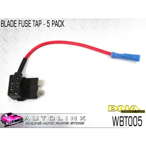 DNA BLADE FUSE TAP - STANDARD FUSE SIZE UP TO 20AMPS 12cm CABLE 5 PACK WBT005 