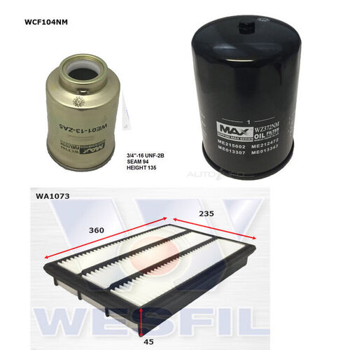 Wesfil WK47 Filter Service Kit for Mitsubishi Pajero NS NT NW NX 3.2L 4M41