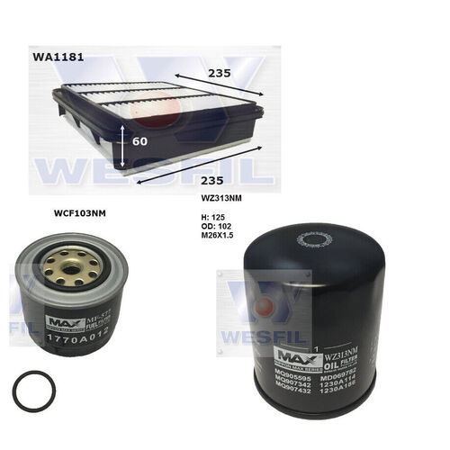 Wesfil WK48 Filter Service Kit for Mitsubishi Challenger & Triton 2.5L 4D56