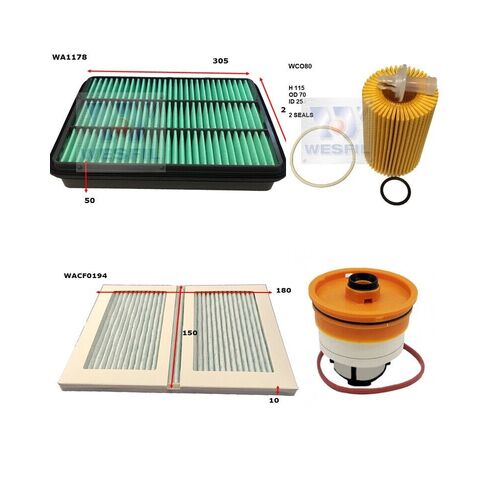 Wesfil WK94CAB Filter Service Kit for Landcruiser VDJ76 78 79 4.5L V8 2020 ON