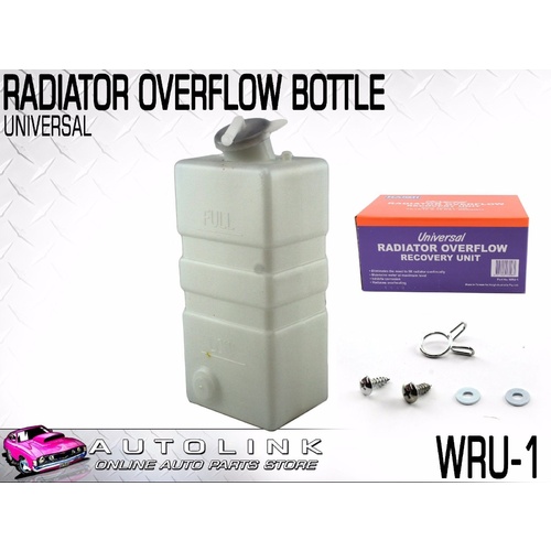 UNIVERSAL RADIATOR OVERFLOW BOTTLE FOR 13-16 PSI RADIATORS INCLUDES BRACKET